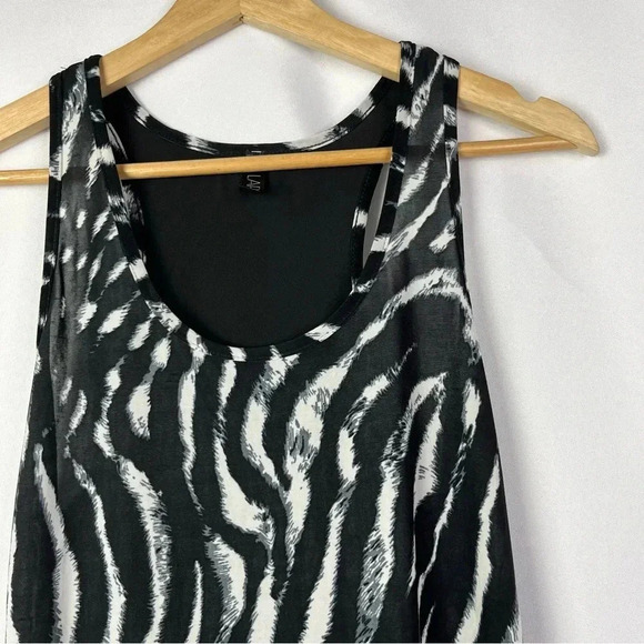 Boutique Lapis Black & White Printed Scoop Neck Tank Top M - Picture 3 of 3